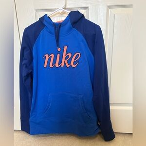 Nike Therma-Fit Fleece Sweatshirt Size Large Blue and Orange